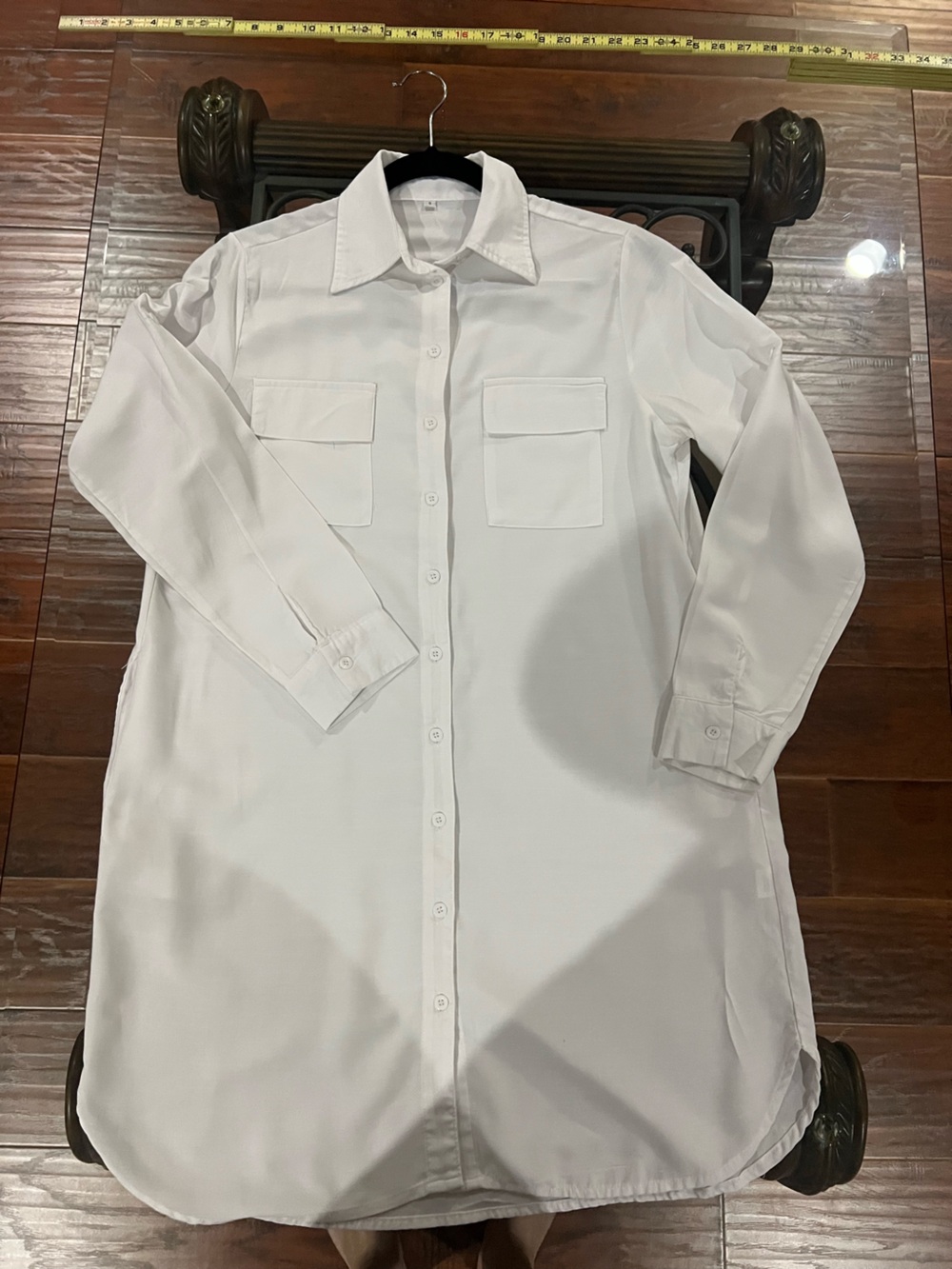 White Button-Down Shirt Dress - Picture 3 of 9